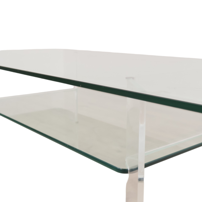 Glassbord med plexiglass understell og underhylle